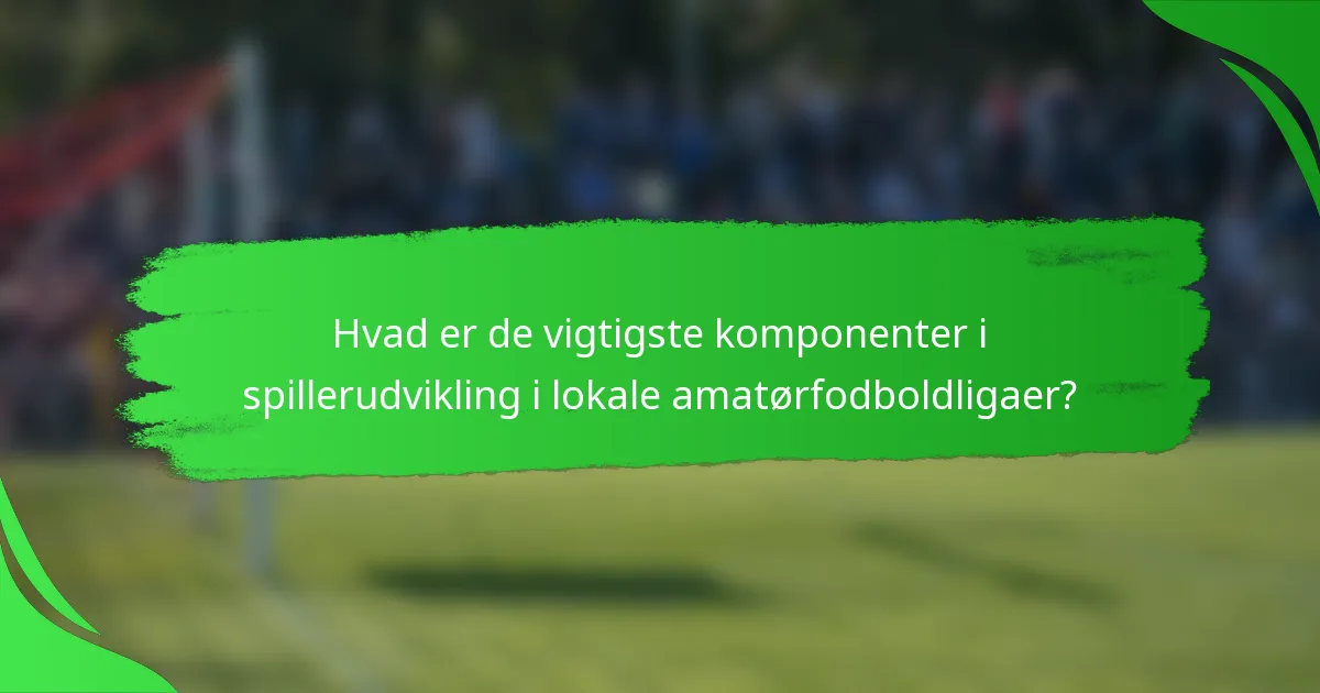 Hvad er de vigtigste komponenter i spillerudvikling i lokale amatørfodboldligaer?
