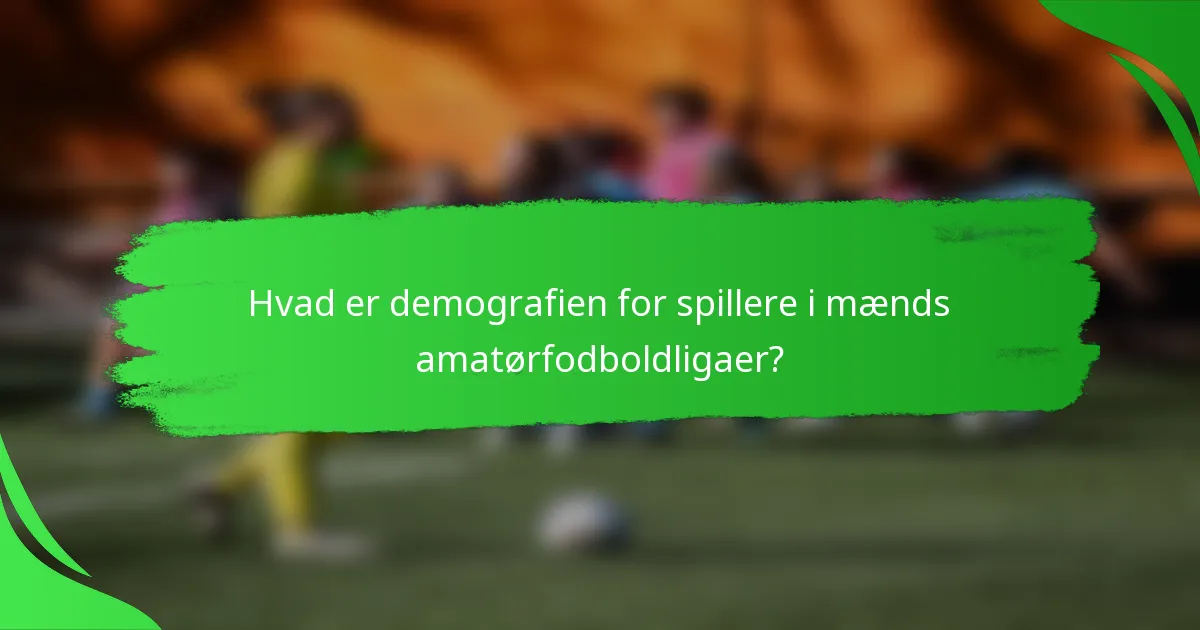 Hvad er demografien for spillere i mænds amatørfodboldligaer?