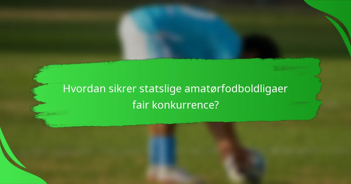 Hvordan sikrer statslige amatørfodboldligaer fair konkurrence?